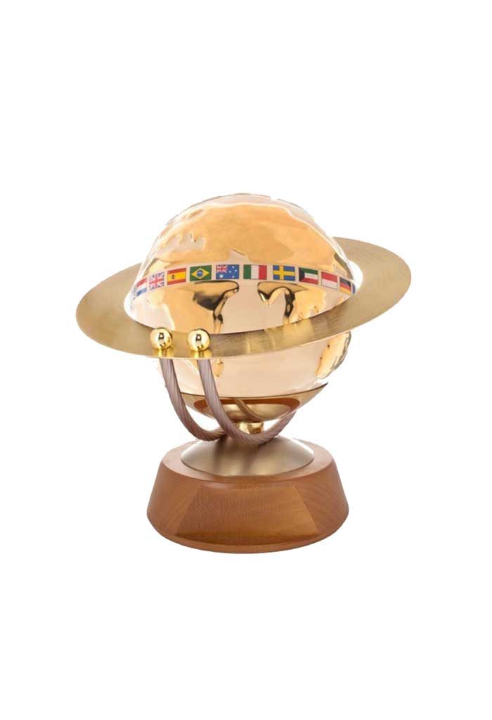 Trofeo con globo in fine ceramica